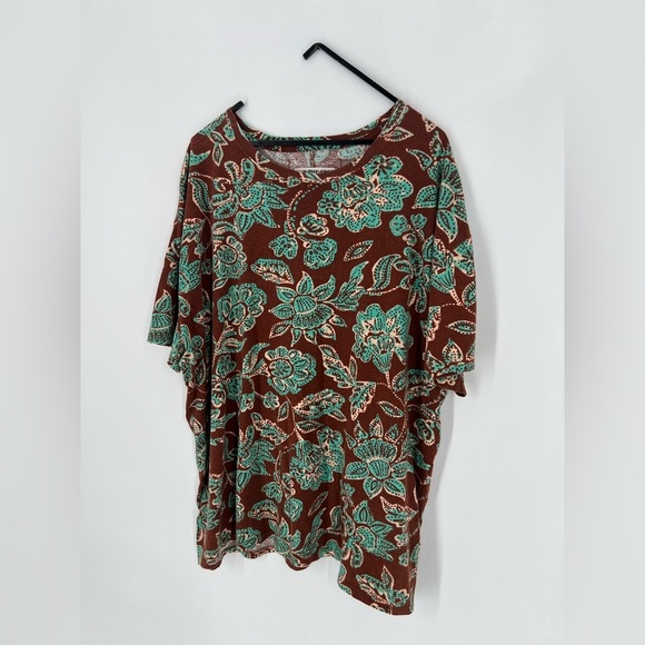 We The Free Nina Printed Floral T-Shirt In Brown Combo - Picture 3 of 6